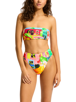 Seafolly Cuba Bandeau Bikini Top, Turquoise - view 2, Turquoise