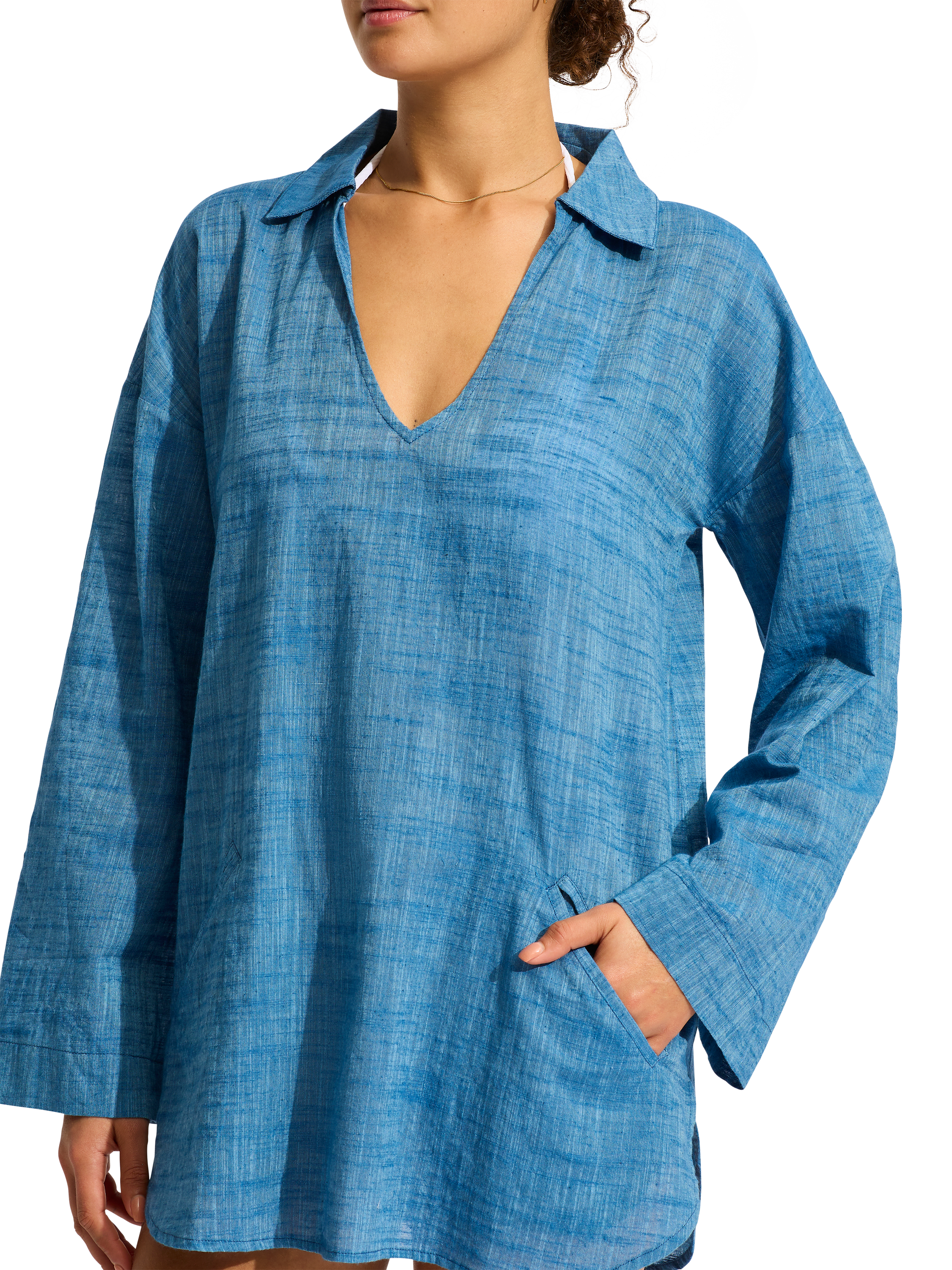 Product image 3 of 4, which shows Seafolly Beach Shirt, Chambray, S