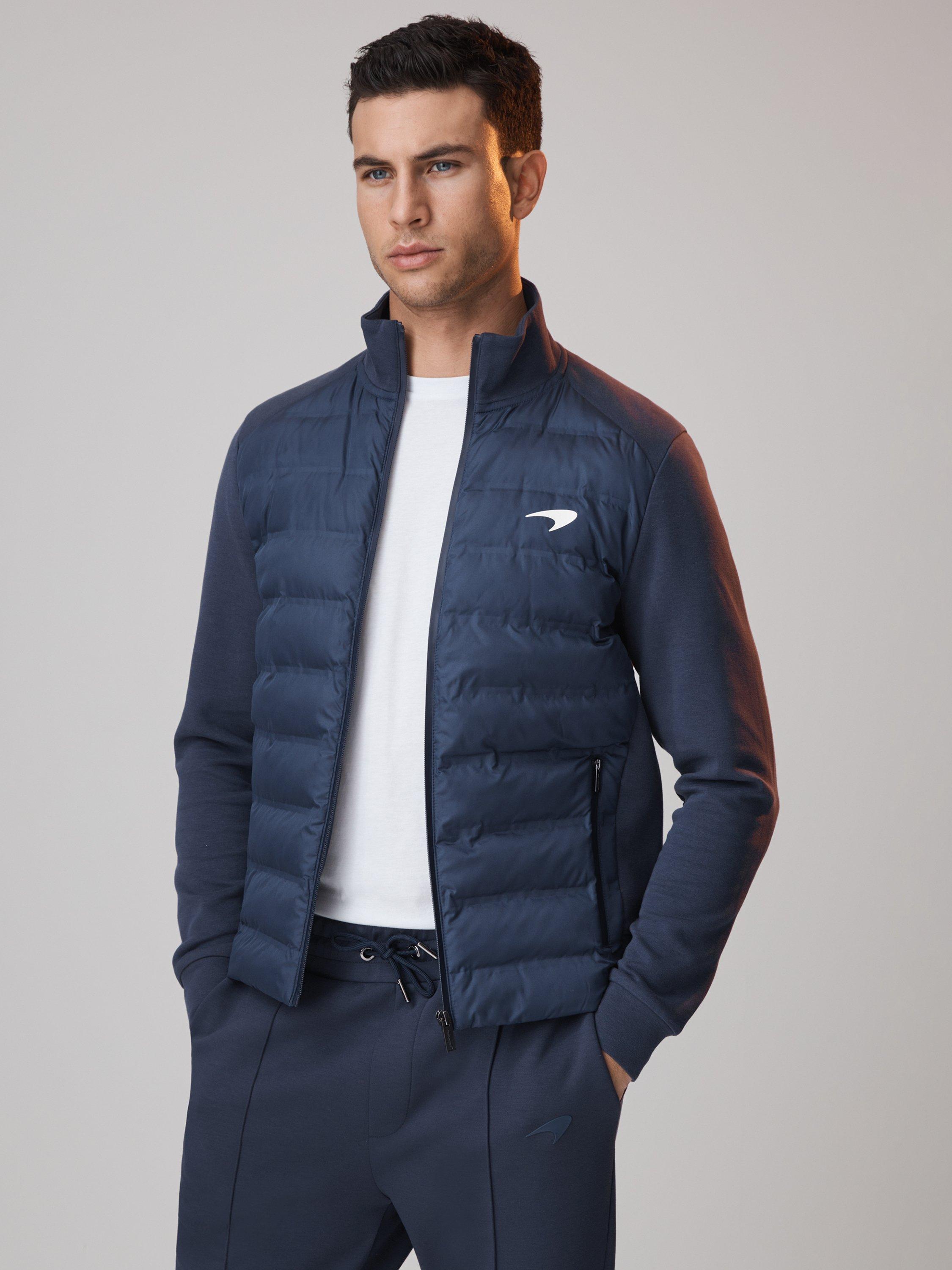 Reiss x McLaren Mayer Hybrid Quilt & Jersey Jacket, Airforce Blue