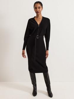 Phase Eight Dixie Zip Dress, Black, Black