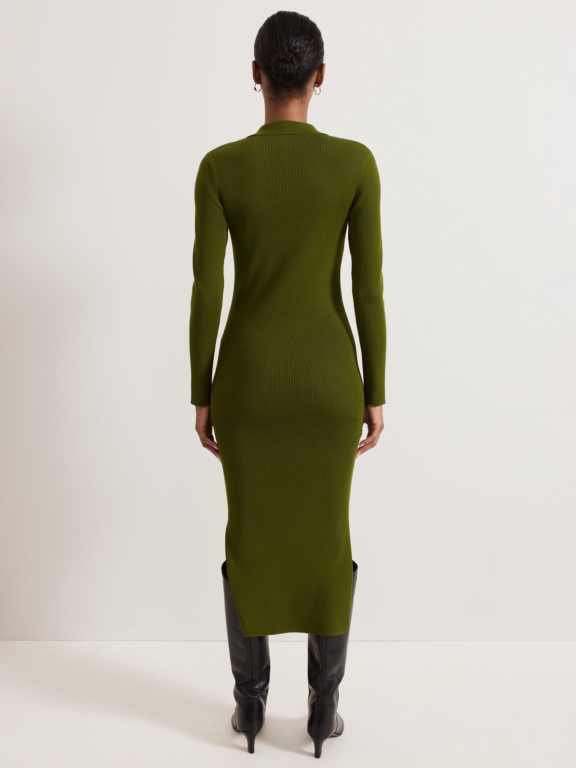 Product image 2 of 8, which shows Phase Eight Lucy Bodycon Jumper Dress, Green, 14