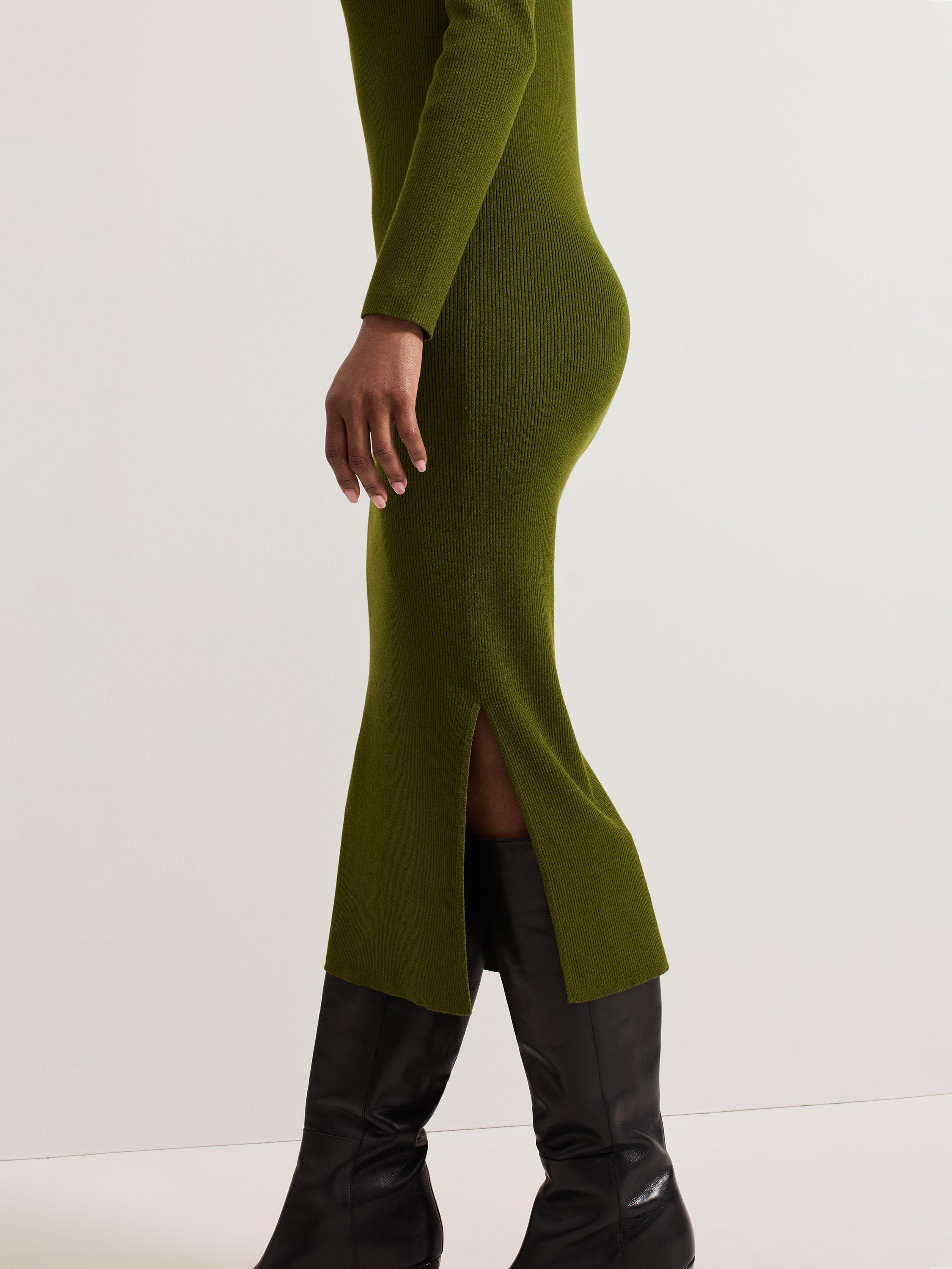 Product image 7 of 8, which shows Phase Eight Lucy Bodycon Jumper Dress, Green, 14