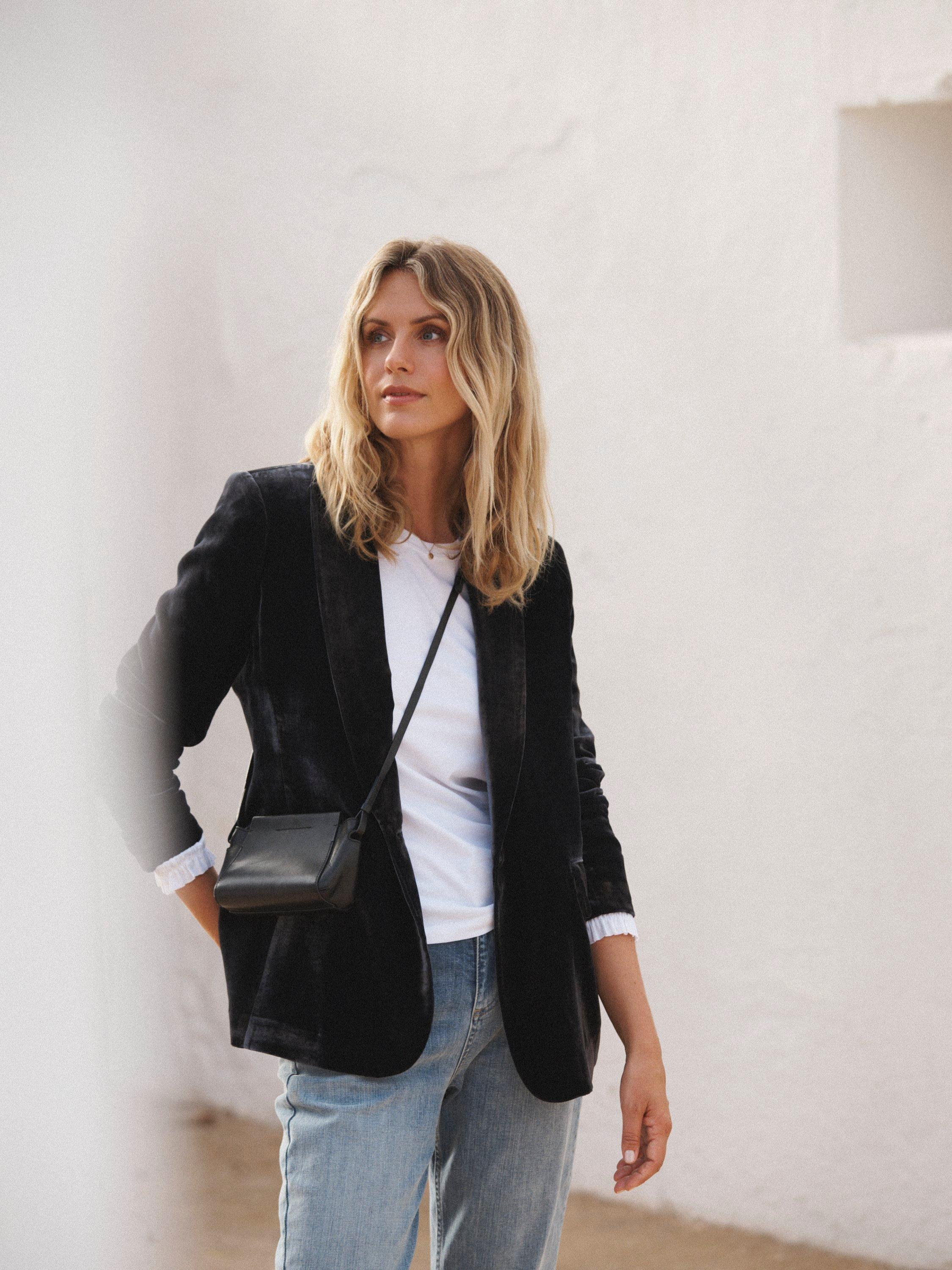 Product image 4 of 7, which shows NRBY New May Velvet Blazer, Carbon, S