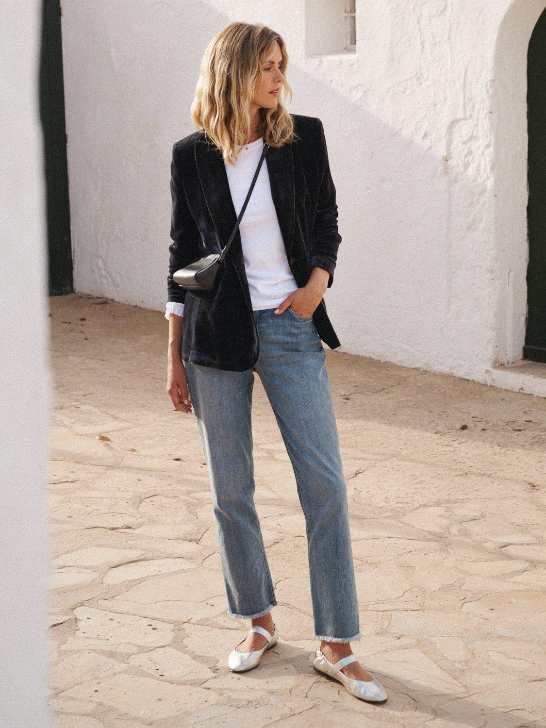 Product image 7 of 7, which shows NRBY New May Velvet Blazer, Carbon, S