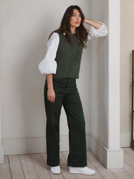 NRBY Ash Wide Leg Jeans, Khaki - view 2, Khaki