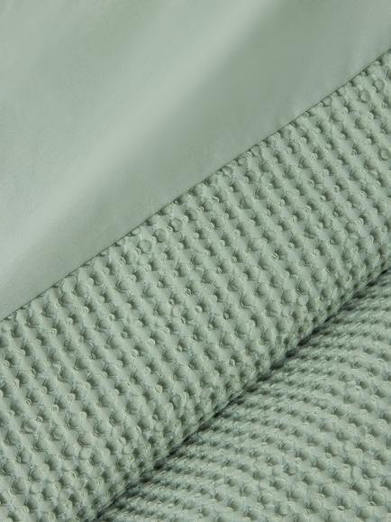 John Lewis Aurelia Pure Cotton Waffle Duvet Cover Set - view 2, Soft Green