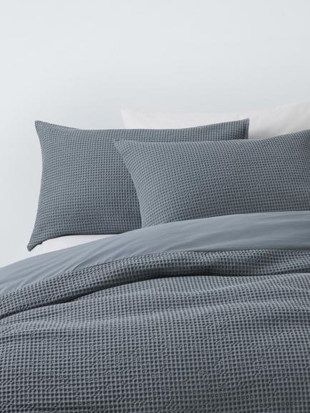 John Lewis Aurelia Pure Cotton Waffle Duvet Cover Set, Mid Blue