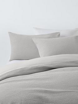 John Lewis Aurelia Pure Cotton Waffle Duvet Cover Set, Mid Grey