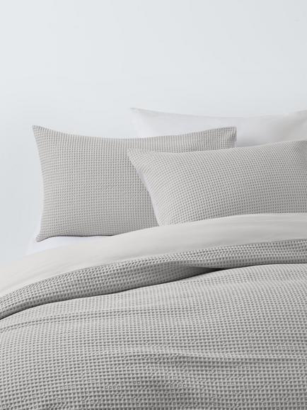 John Lewis Aurelia Pure Cotton Waffle Duvet Cover Set, Mid Grey