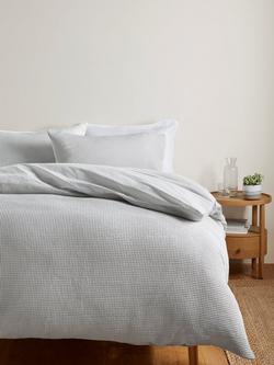 John Lewis Aurelia Pure Cotton Waffle Duvet Cover Set - view 2, Mid Grey
