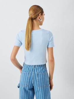 John Lewis ANYDAY Embroidered Sun Cropped T-Shirt, Blue Multi - view 2, Blue Multi