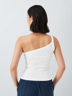 John Lewis ANYDAY Ribbed One Shoulder Vest Top, White - view 2, White