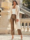 Sosandar Faux Leather Trousers, Brown