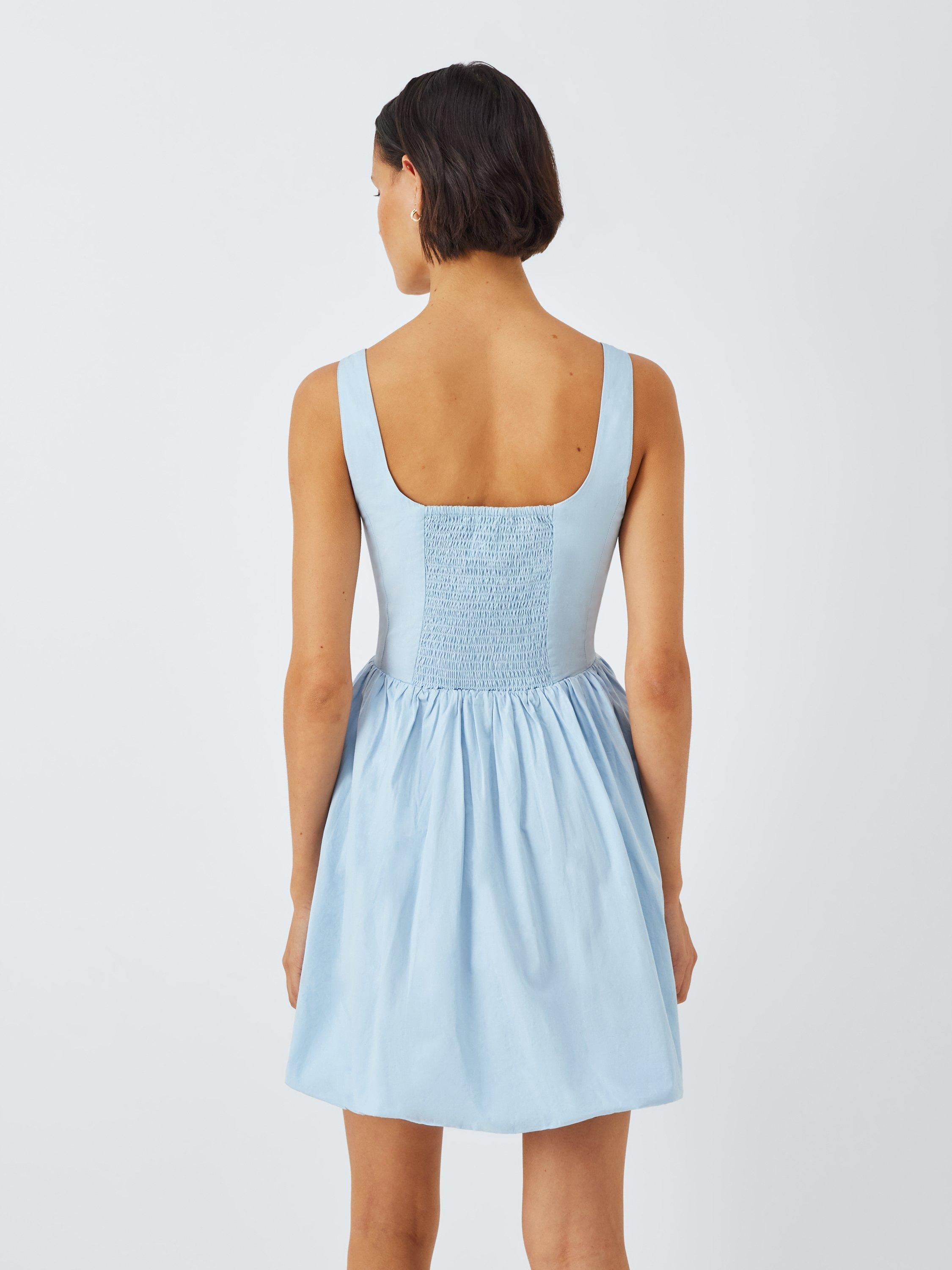 Product image 2 of 6, which shows John Lewis ANYDAY Bubble Hem Mini Dress, Blue, 10