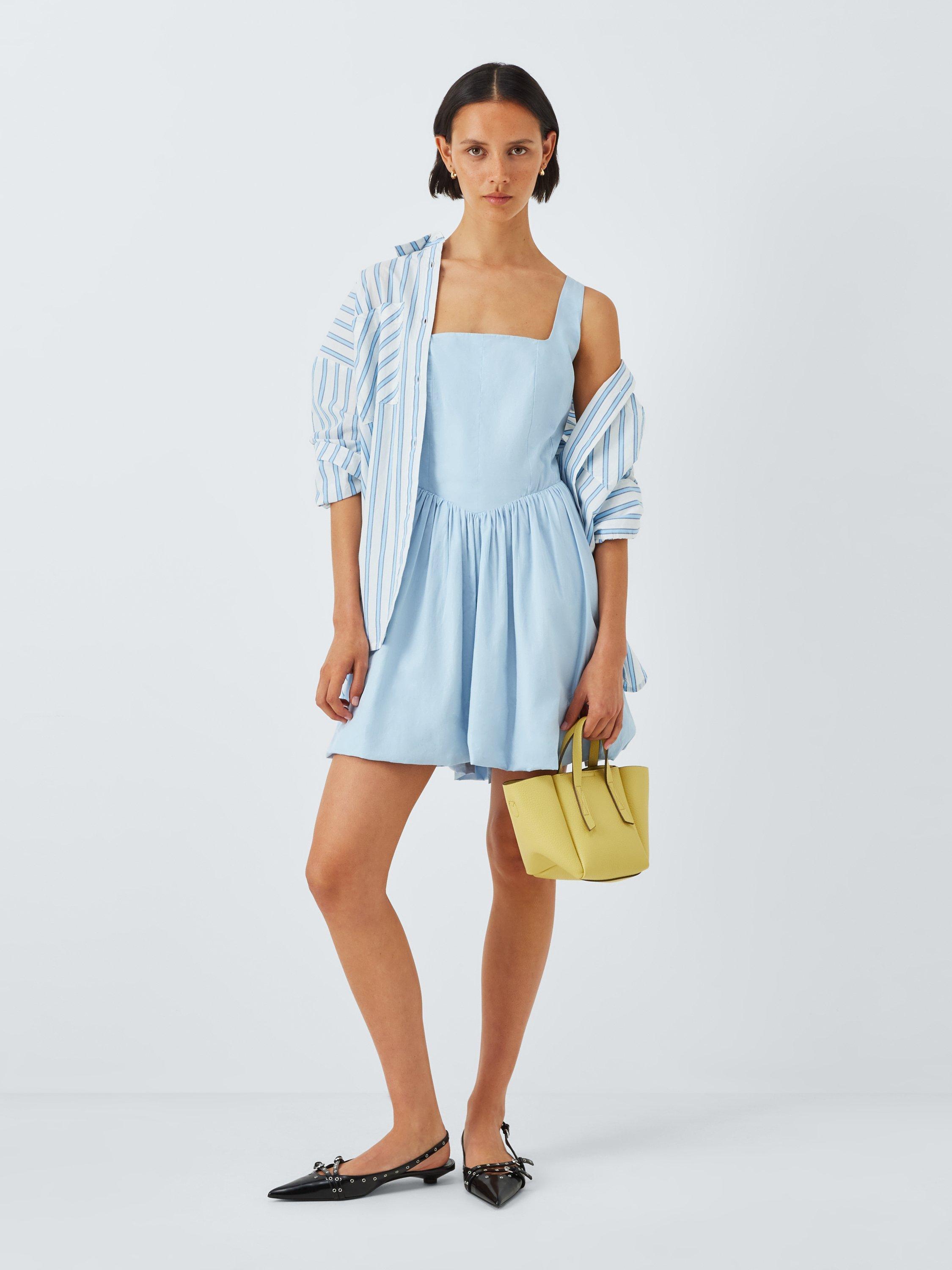 Product image 3 of 6, which shows John Lewis ANYDAY Bubble Hem Mini Dress, Blue, 10
