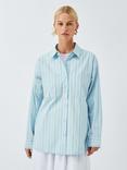 John Lewis ANYDAY Striped Cottton Boyfriend Shirt, Blue Stripe