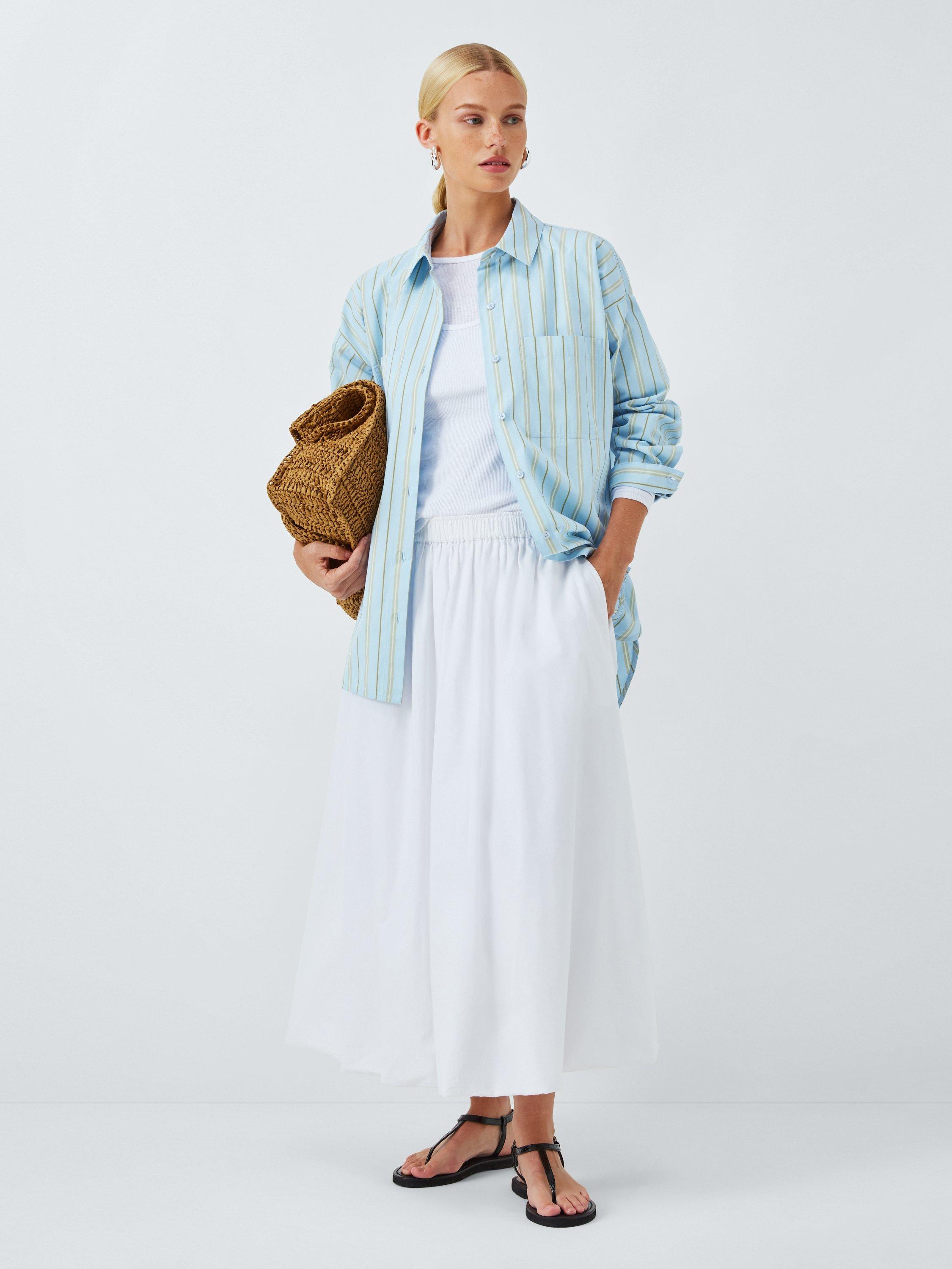 Product image 3 of 6, which shows John Lewis ANYDAY Striped Cottton Boyfriend Shirt, Blue Stripe, 8