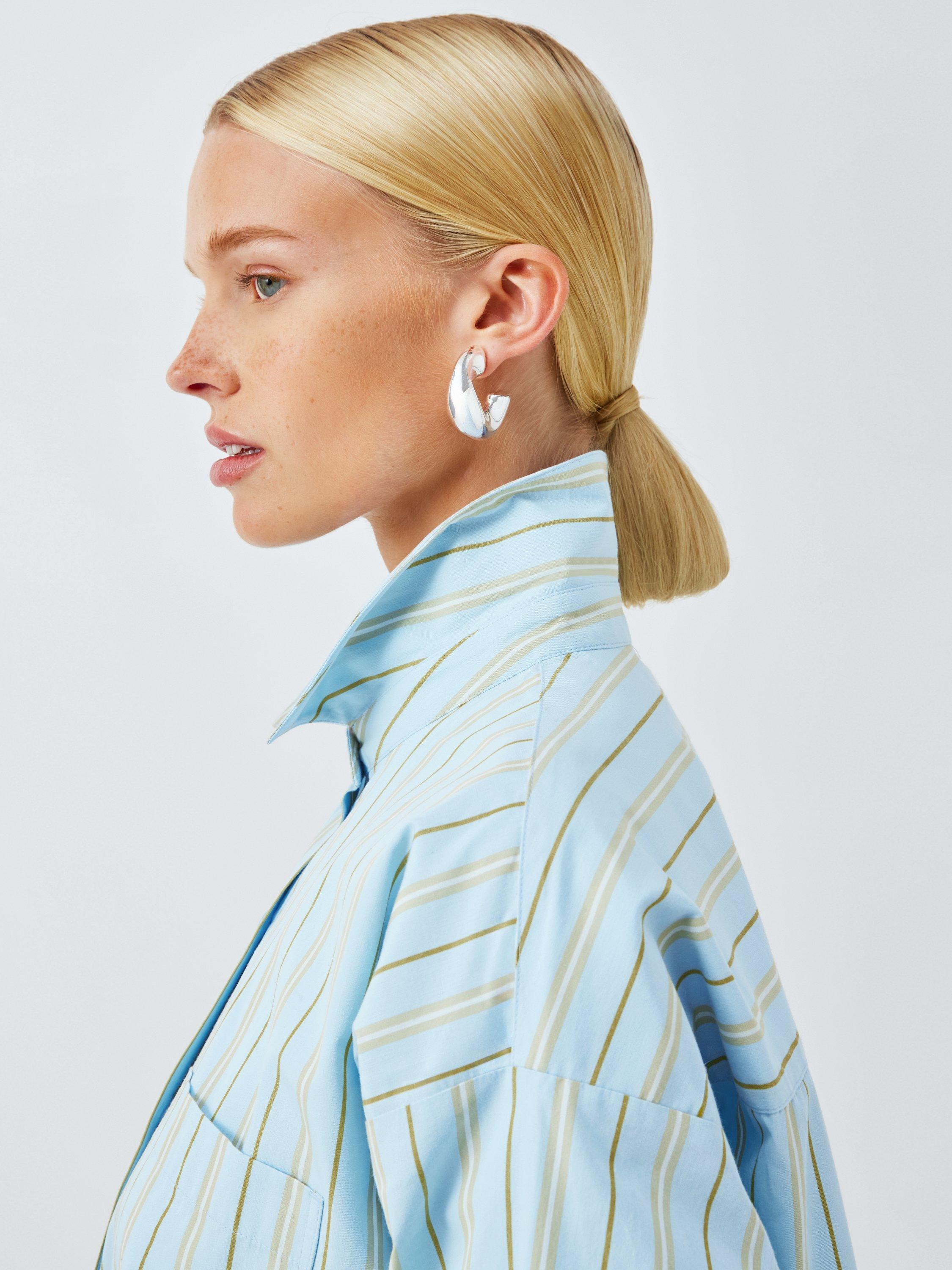 Product image 6 of 6, which shows John Lewis ANYDAY Striped Cottton Boyfriend Shirt, Blue Stripe, 8