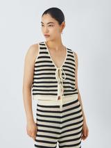 John Lewis ANYDAY Stripe Knit Vest Top, Monochrome