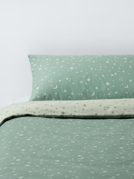 John Lewis Kids' Starry Sky Reversible Duvet Cover and Pillowcase Set, Green