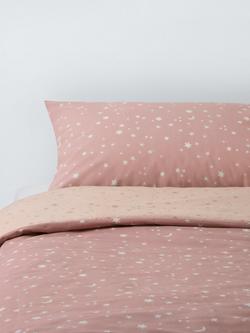 John Lewis Kids' Starry Sky Reversible Duvet Cover and Pillowcase Set, Pink