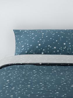 John Lewis Kids' Starry Sky Reversible Duvet Cover and Pillowcase Set, Navy