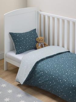 John Lewis Kids' Starry Sky Reversible Duvet Cover and Pillowcase Set - view 2, Navy