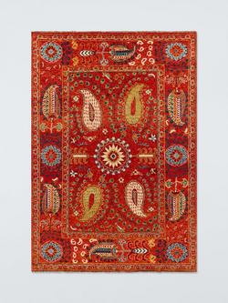 Gooch Luxury Suzani Traditional Pure Wool Rug, Red/Blue, Red/Blue