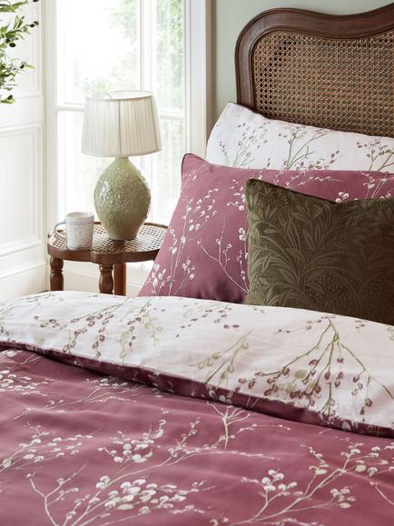 Laura Ashley Pussy Willow Reversible Duvet Cover Set, Plum