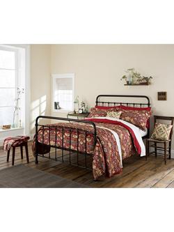 Morris & Co. Strawberry Thief Cotton Duvet Cover Set, Crimson Red