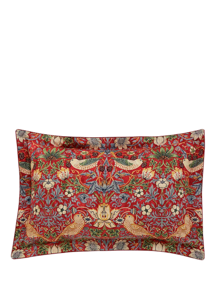 Morris & Co. Strawberry Thief Cotton Duvet Cover Set - view 2, Crimson Red