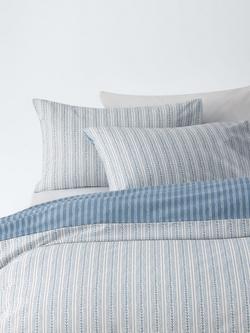 John Lewis Isla Pure Cotton Percale Reversible Duvet Cover Set, Blue/Multi