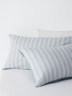John Lewis Isla Pure Cotton Percale Reversible Duvet Cover Set - view 2, Blue/Multi