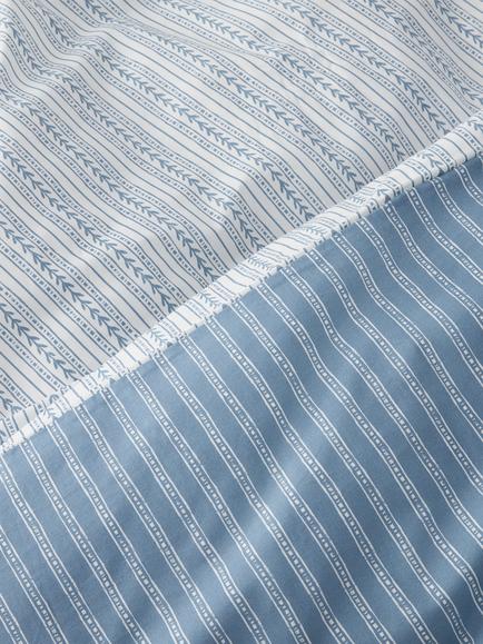 John Lewis Isla Pure Cotton Percale Reversible Duvet Cover Set - view 2, Blue/Multi
