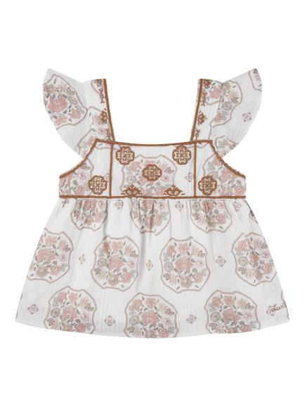 Levi's Kids' Flutter Sleeve Top, Gardenia, Gardenia