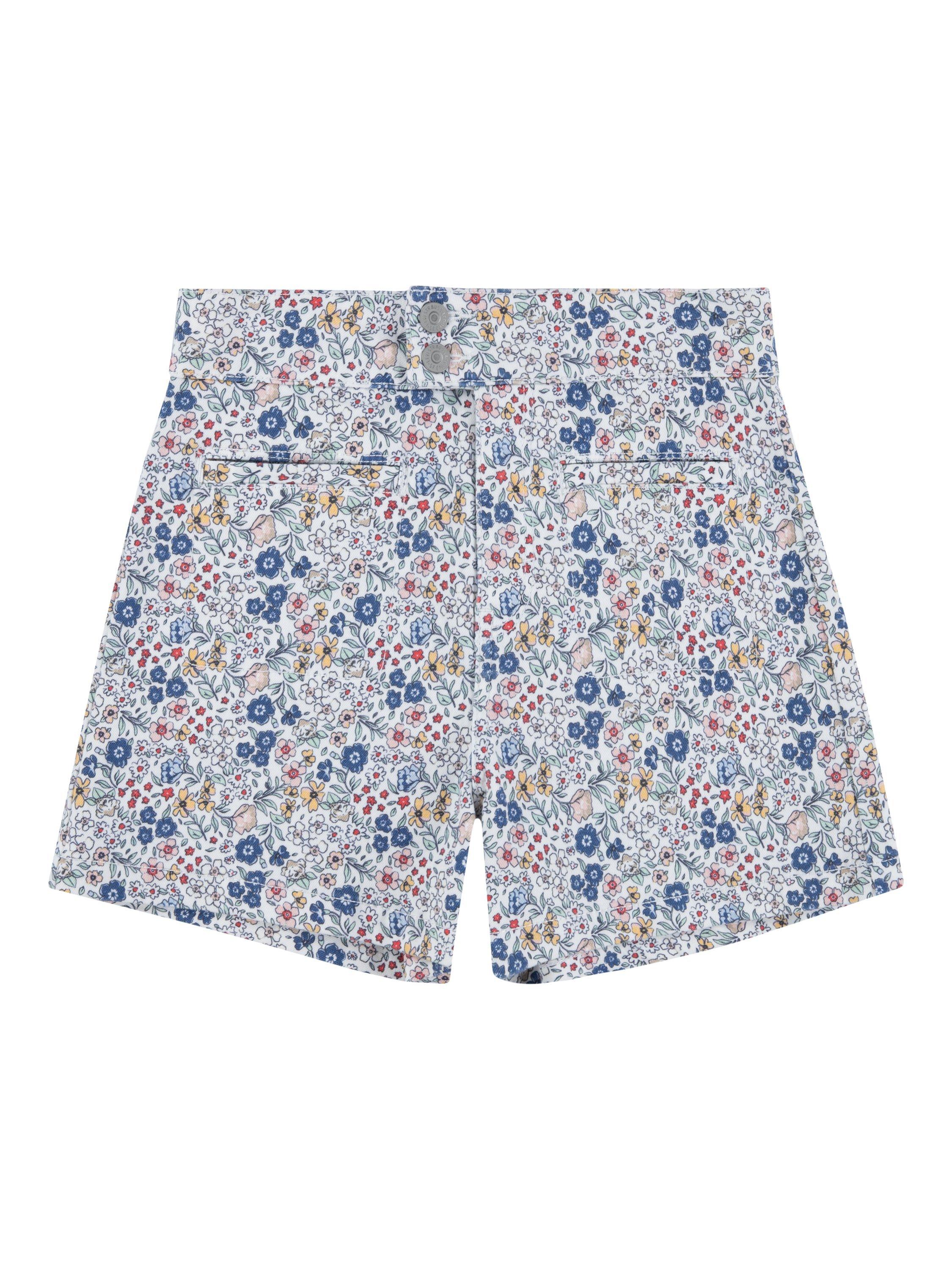 Product image 1 of 5, which shows Levi's Girl's Floral A-Line Denim Shorts, Bright White, 12 years