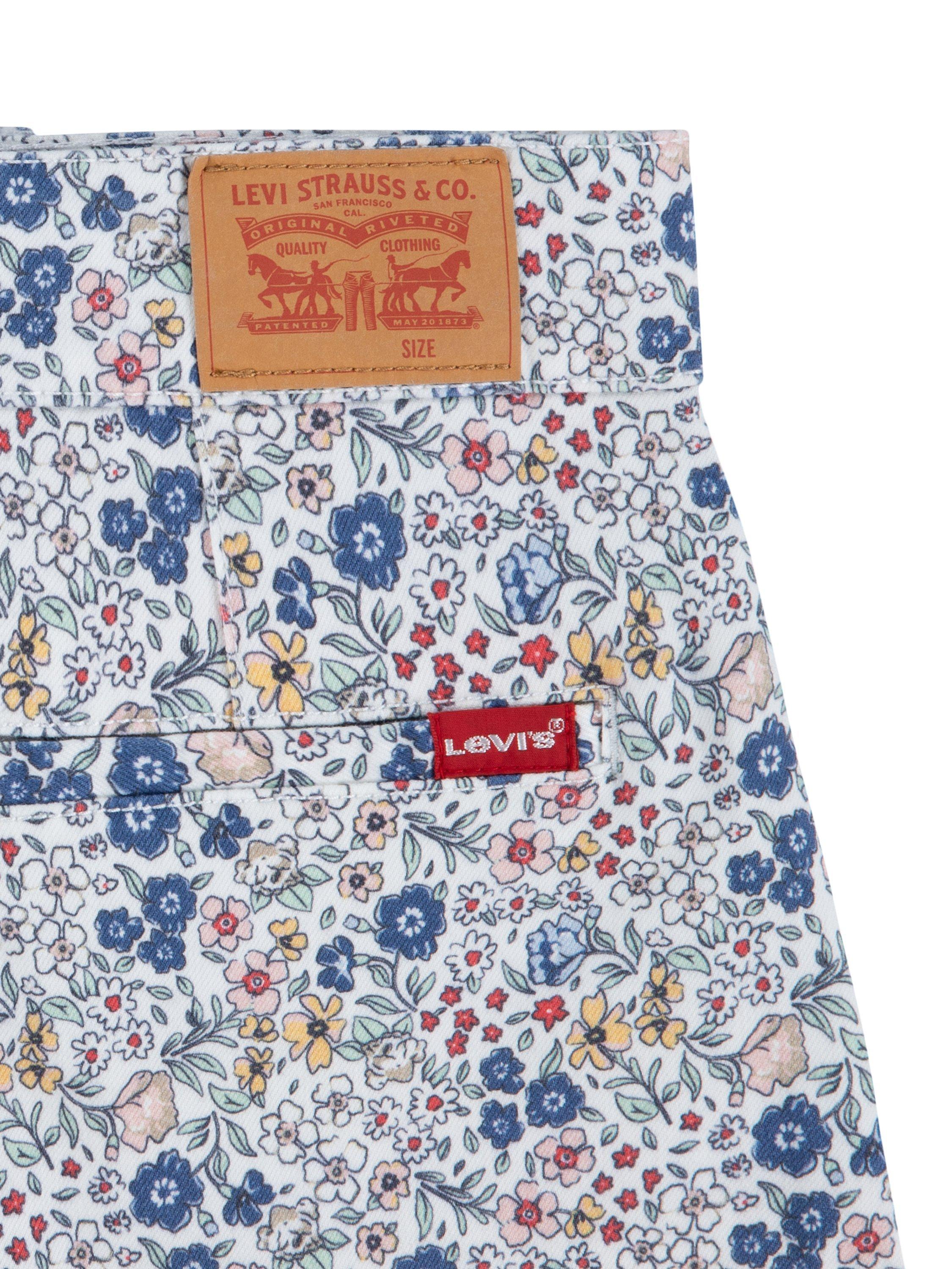 Product image 5 of 5, which shows Levi's Girl's Floral A-Line Denim Shorts, Bright White, 12 years