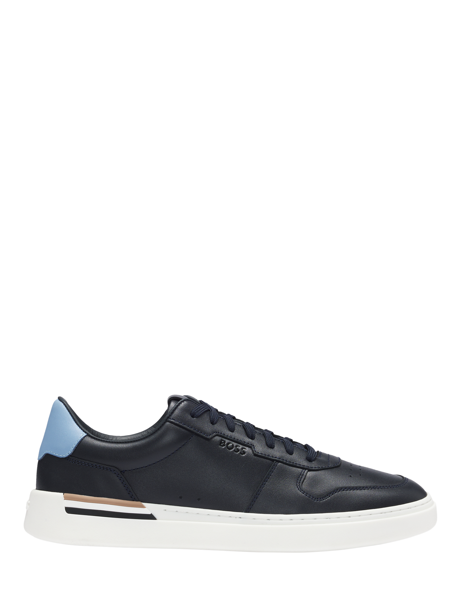 Product image 1 of 5, which shows BOSS Leather Trainers, Dark Navy, 7
