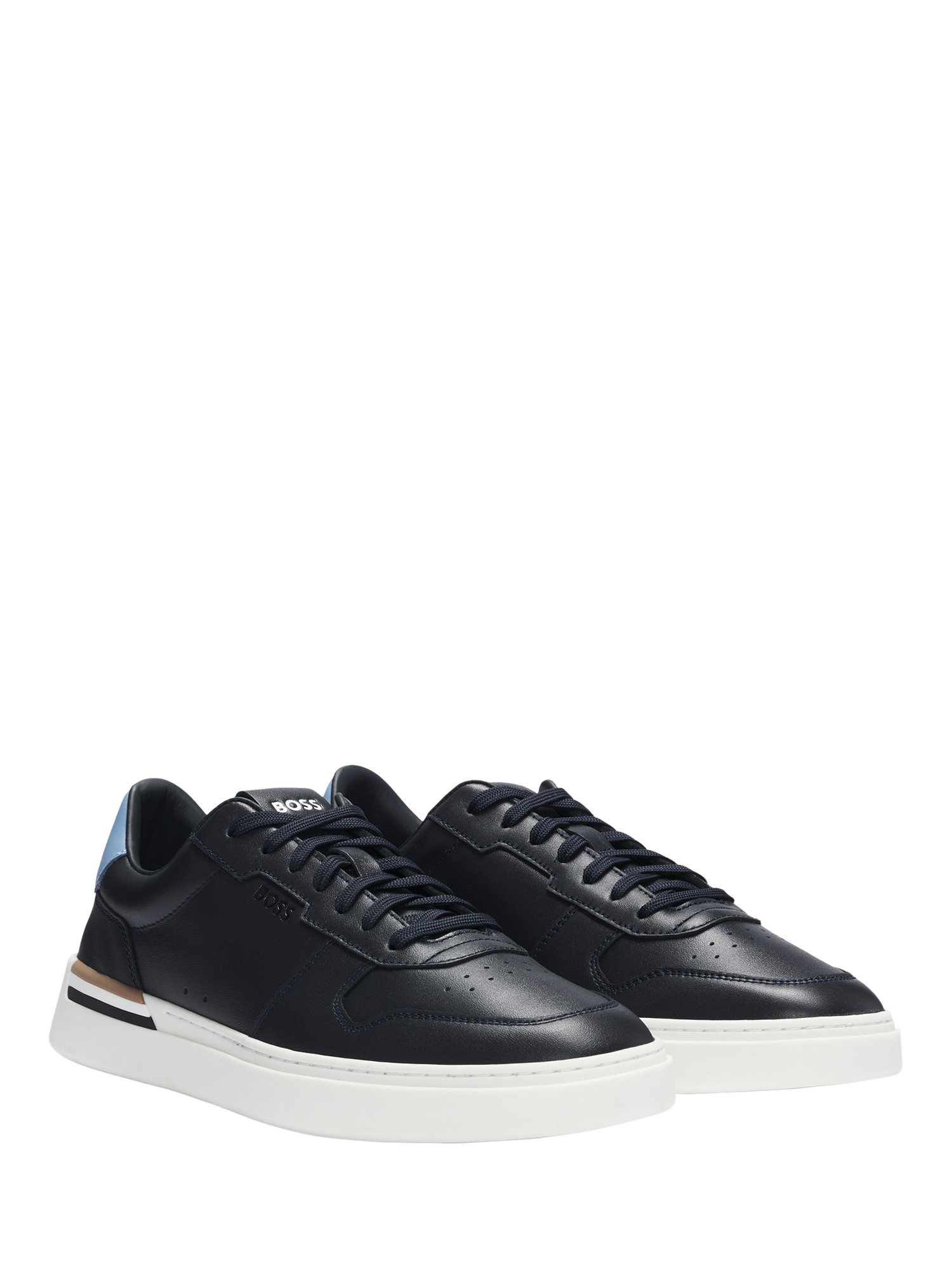 Product image 3 of 5, which shows BOSS Leather Trainers, Dark Navy, 7