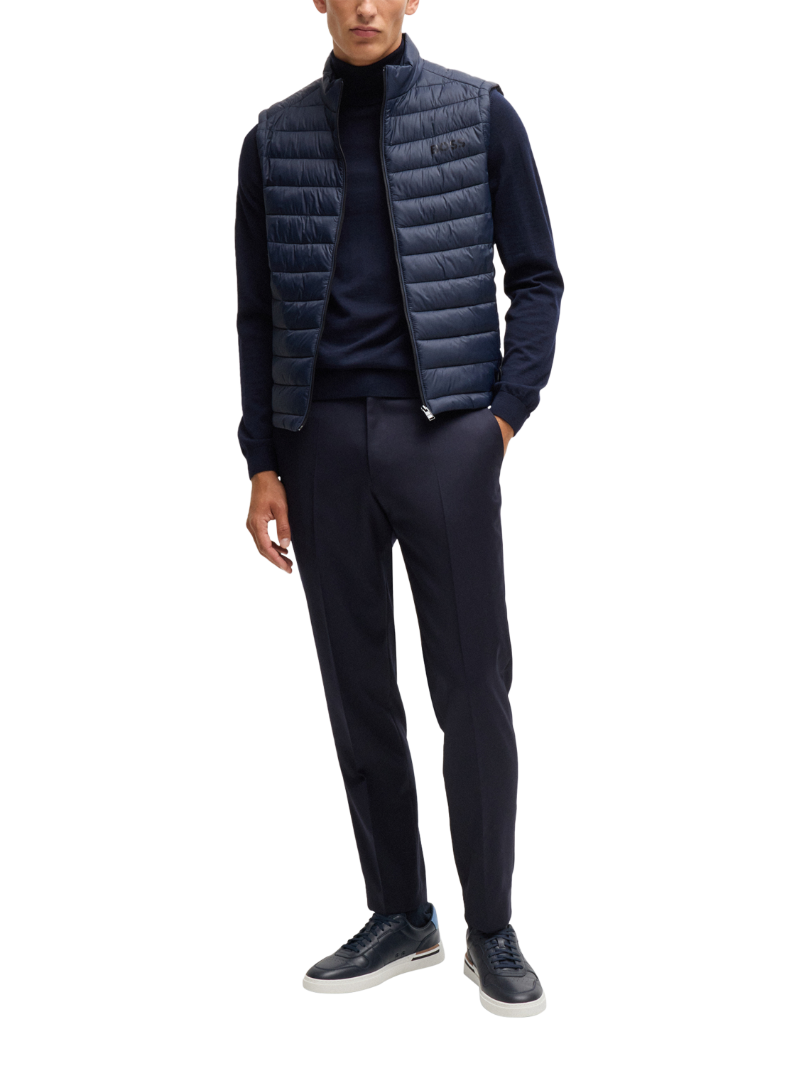 Product image 5 of 5, which shows BOSS Leather Trainers, Dark Navy, 7