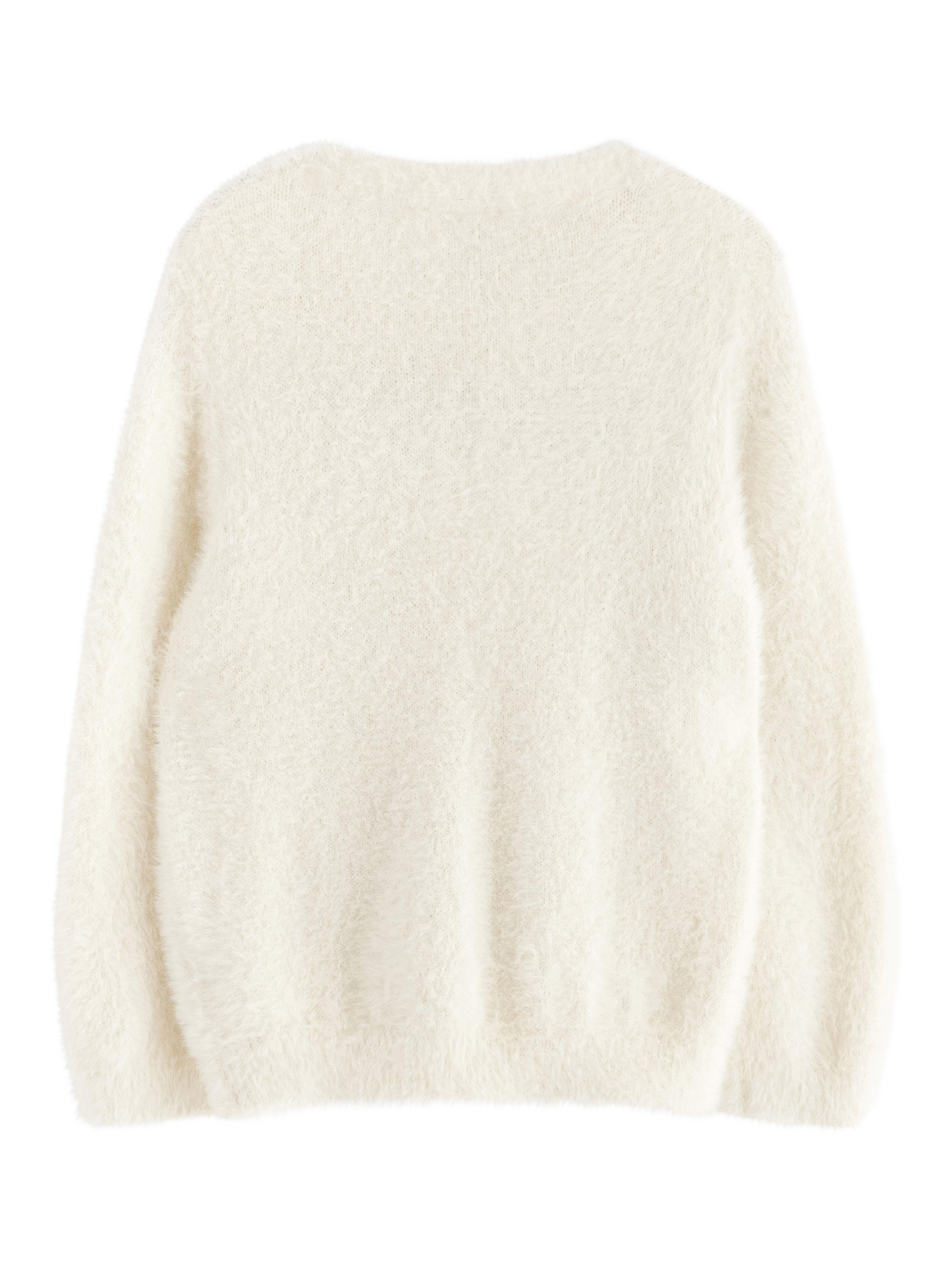 Product image 2 of 3, which shows Lindex Kids' Feather Yarn Cardigan, Light Dusty White, 2-4 years