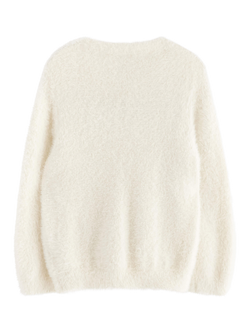 Lindex Kids' Feather Yarn Cardigan, Light Dusty White - view 2, Light Dusty White