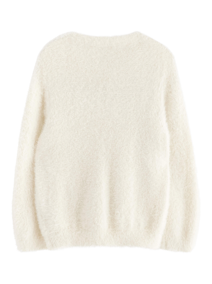 Lindex Kids' Feather Yarn Cardigan, Light Dusty White - view 2, Light Dusty White