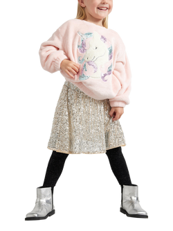 Lindex Kids' Sequin Skater Skirt, Silver