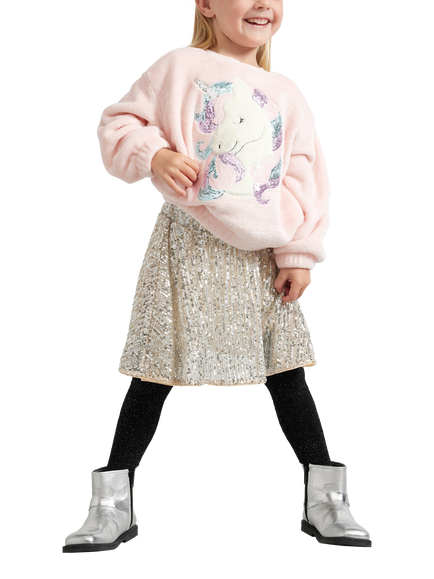 Lindex Kids' Sequin Skater Skirt, Silver