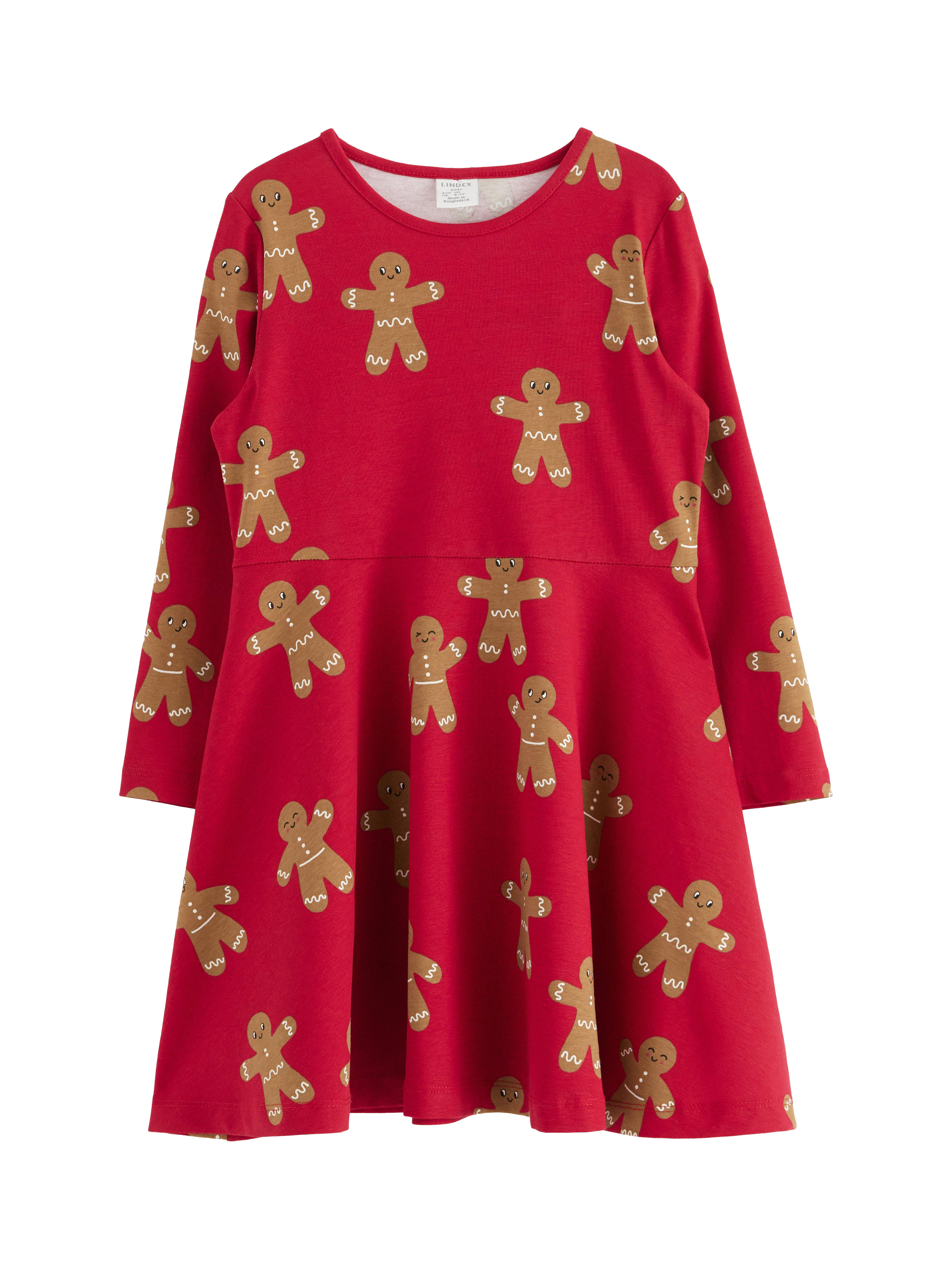 Lindex Kids' Festive Skater Dress, Dark Red