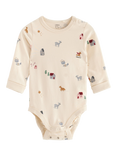 Lindex Baby Christmas Motif Bodysuit, Light Beige