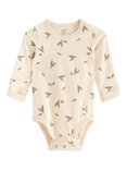 Lindex Baby Pine Twigs Long Sleeve Bodysuit, Light Beige