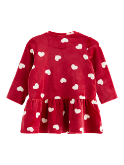Lindex Baby Velour Hearts Dress, Dark Dusty Red - view 2, Dark Dusty Red