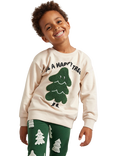 Lindex Kids' Happy Tree Jumper, Light Beige